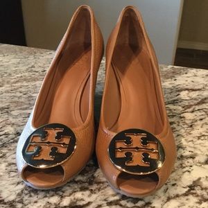 Tori Burch Sally peep toe wedge.